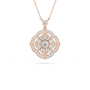 1 ctw Round Lab Grown Diamond Vintage Shield Grace Pendant  - 18 Inches