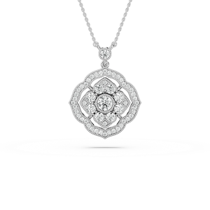 1 ctw Round Lab Grown Diamond Vintage Shield Grace Pendant  - 18 Inches