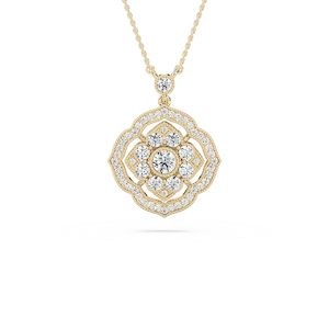 1 ctw Round Lab Grown Diamond Vintage Shield Grace Pendant  - 18 Inches