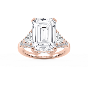 Violet 12 ctw Emerald Lab Grown Diamond Three Stone Engagement Ring - Signature Collection