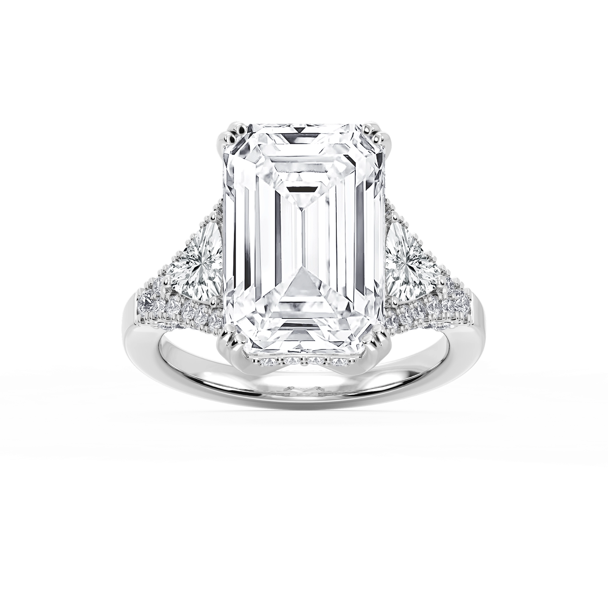 Violet 11 ⅞ ctw Emerald Lab Grown Diamond Three Stone Engagement Ring - Signature Collection