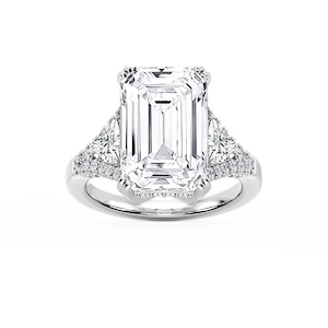 Violet 12 ctw Emerald Lab Grown Diamond Three Stone Engagement Ring - Signature Collection