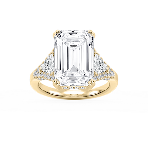 Violet 12 ctw Emerald Lab Grown Diamond Three Stone Engagement Ring - Signature Collection