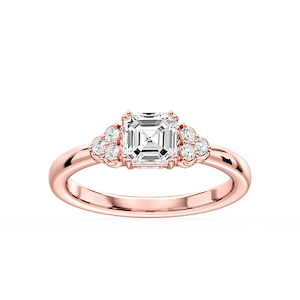 Viviana Asscher Lab Grown Diamond Double Prong Side Stone Engagement Ring