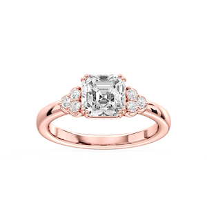 Viviana Asscher Lab Grown Diamond Double Prong Side Stone Engagement Ring