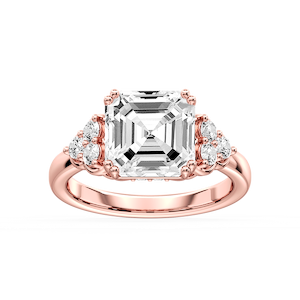 Viviana Asscher Lab Grown Diamond Double Prong Side Stone Engagement Ring