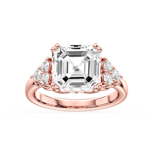 Viviana Asscher Lab Grown Diamond Double Prong Side Stone Engagement Ring