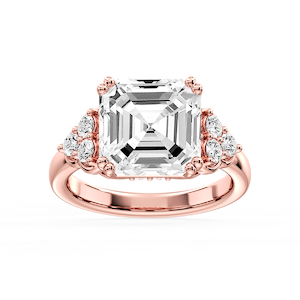 Viviana Asscher Lab Grown Diamond Double Prong Side Stone Engagement Ring