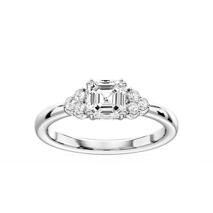 Viviana Asscher Lab Grown Diamond Double Prong Side Stone Engagement Ring