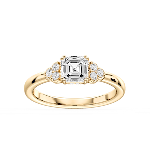 Viviana Asscher Lab Grown Diamond Double Prong Side Stone Engagement Ring