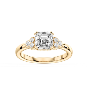 Viviana Asscher Lab Grown Diamond Double Prong Side Stone Engagement Ring