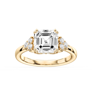 Viviana Asscher Lab Grown Diamond Double Prong Side Stone Engagement Ring