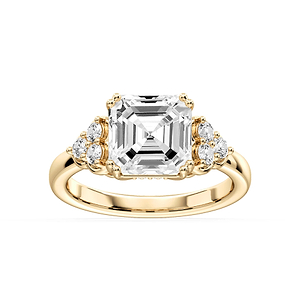 Viviana Asscher Lab Grown Diamond Double Prong Side Stone Engagement Ring