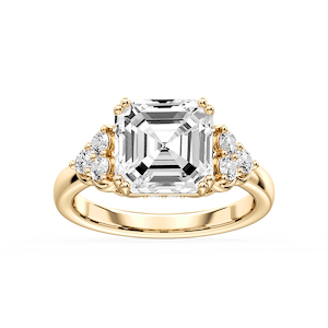 Viviana Asscher Lab Grown Diamond Double Prong Side Stone Engagement Ring