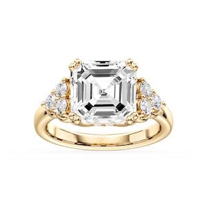Viviana Asscher Lab Grown Diamond Double Prong Side Stone Engagement Ring