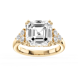 Viviana Asscher Lab Grown Diamond Double Prong Side Stone Engagement Ring