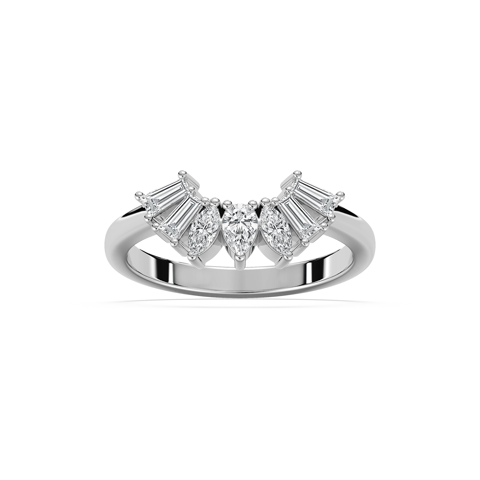 Shown in 14k Yellow Gold|Lab grown diamond accented wedding band with contour design set in 14k yellow gold