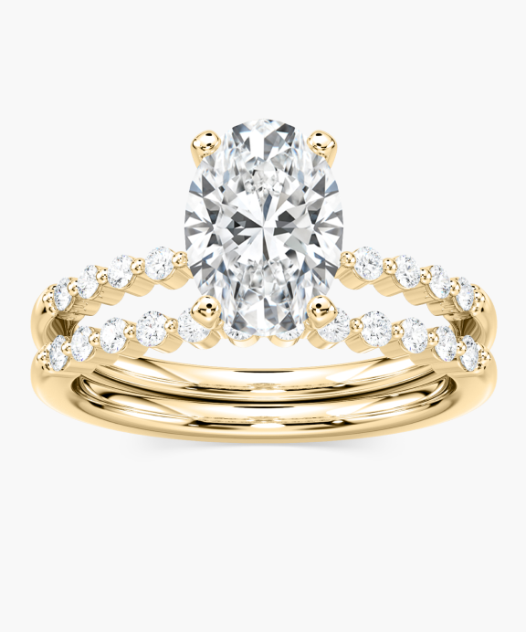Willow wedding ring set in yellow gold