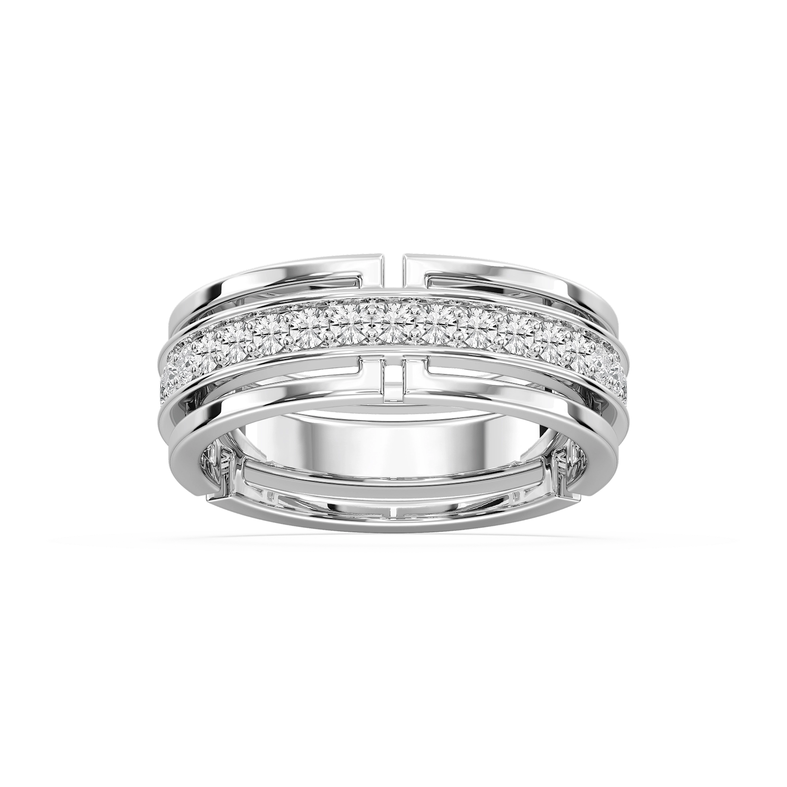 Yamileth 7/8 ctw Round Lab Grown Diamond Wide Pave Eternity Band