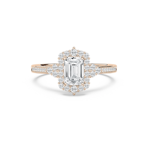 Yara 1 ²⁄₅ ctw Emerald Lab Grown Diamond Channel Set Halo Engagement Ring