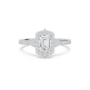 Yara 1 ²⁄₅ ctw Emerald Lab Grown Diamond Channel Set Halo Engagement Ring