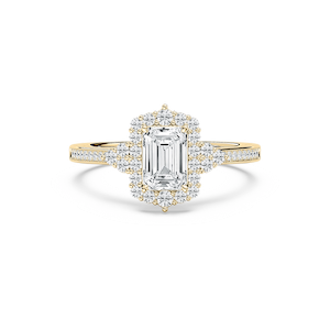Yara 1 ²⁄₅ ctw Emerald Lab Grown Diamond Channel Set Halo Engagement Ring