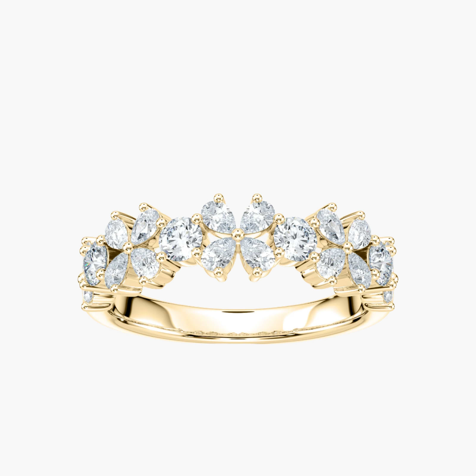 Adelina 1 ¼ ctw Pear and Round Lab Grown Diamond Floral Anniversary Band