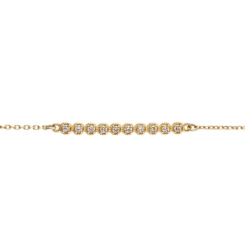 Diamond Bar Bracelet is set with 0.15ctw Lab-Grown Diamonds in a straight bar setting shown in recycled 14k yellow gold 