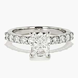 10 Stone Accented Engagement Ring - 1.51ct Radiant Cut Lab-Grown Diamond (RTS)