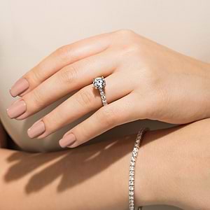 10 Stone Diamond Accented Engagement Ring shown with 2ct Lab Grown Diamond in 14k Rose Gold