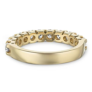 Diamond accented band with 11 round cut lab grown diamonds set in 14k yellow gold shown from back