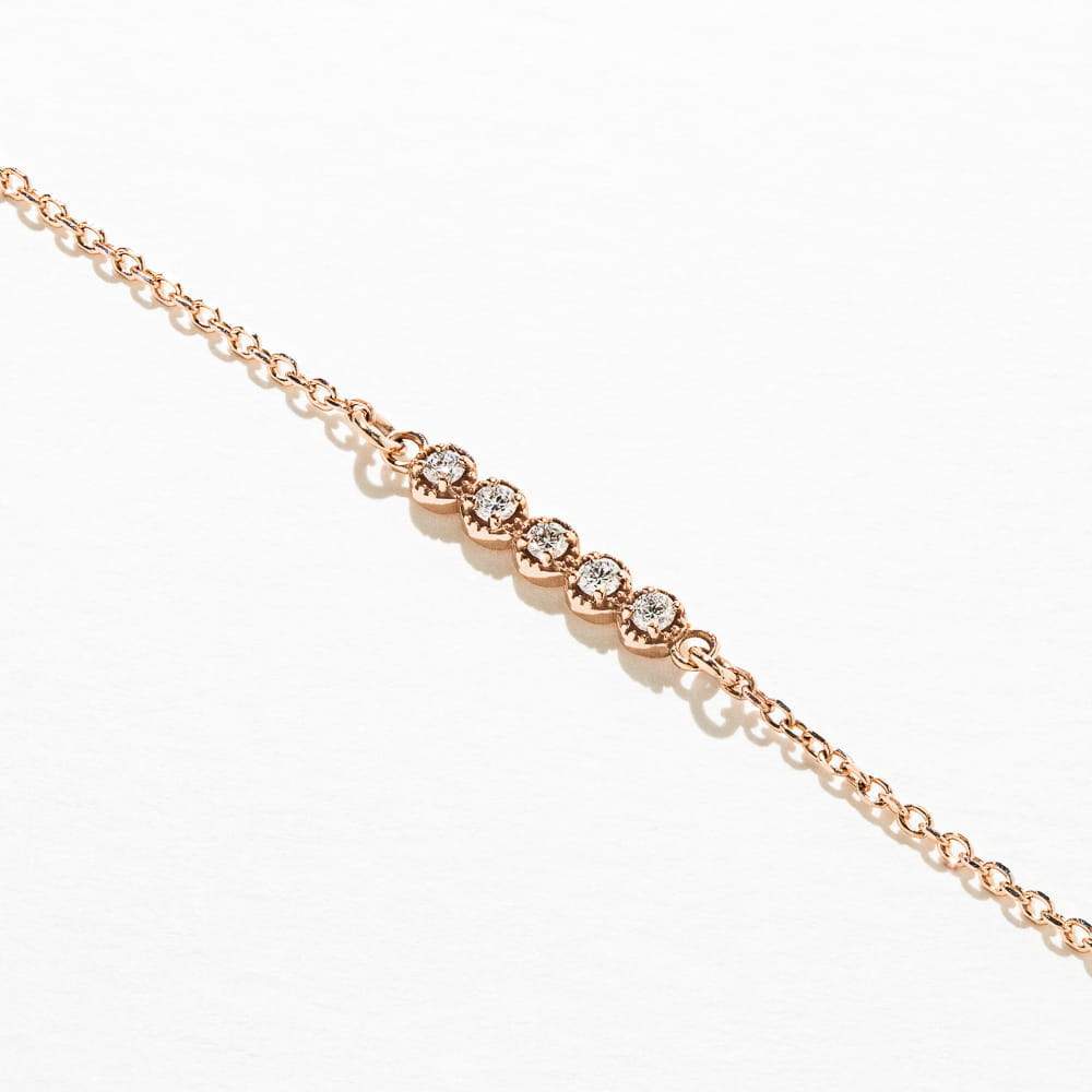 5 Stone Diamond Bar Bracelet set with five 1.5mm Lab-Grown Diamonds in recycled 14K gold of your choice 
