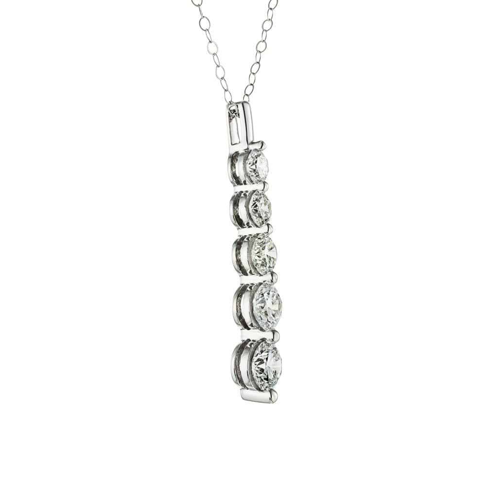 Five Stone Vertical Necklace in 14K white gold | 5 stone vertical necklace gold lab grown diamonds