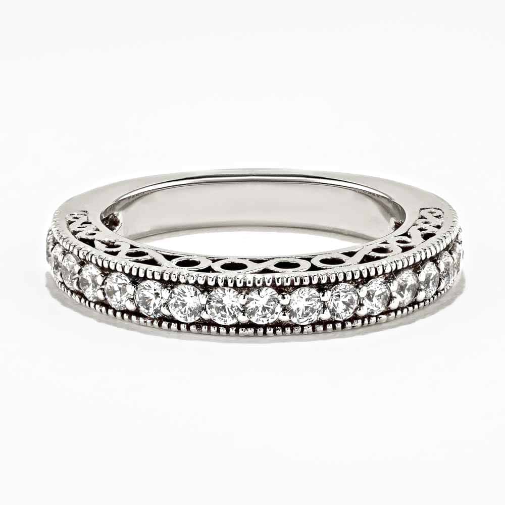 Ali Stackable Band is set with 0.47ctw round cut recycled diamonds in platinum | Ali stackable band recycled diamonds platinum