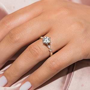  1.0ct lab-grown diamond antique diamond accented engagement ring in yellow gold