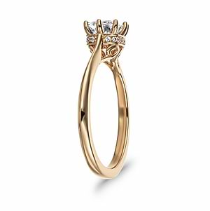 Hidden halo engagement ring with 8 prongs holding a 1ct cushion cut lab grown diamond in 14k rose gold