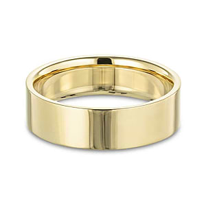 Simple mens wedding band in 8mm 14k yellow gold with high polish finish