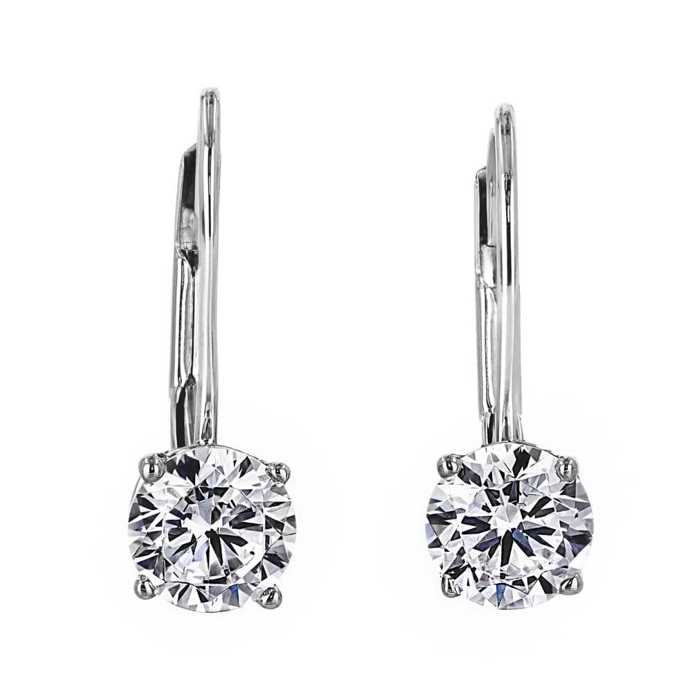 Basket Drop Earrings in 14K white gold | lab grown diamond 1.0ct round cut basket drop earrings gold