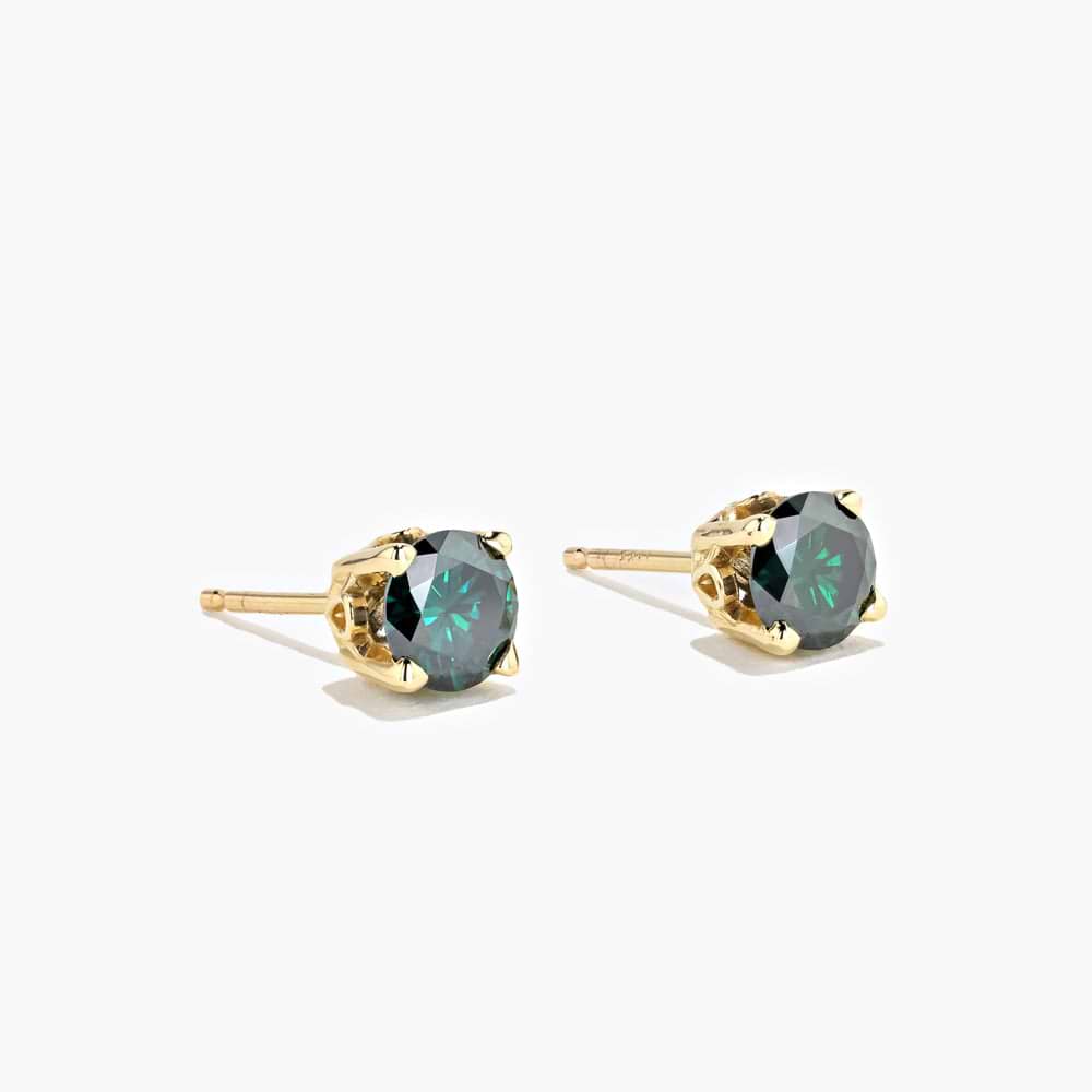 Round Scroll Stud Earrings - 5mm Fancy Green Lab-Grown Moissanite (RTS)