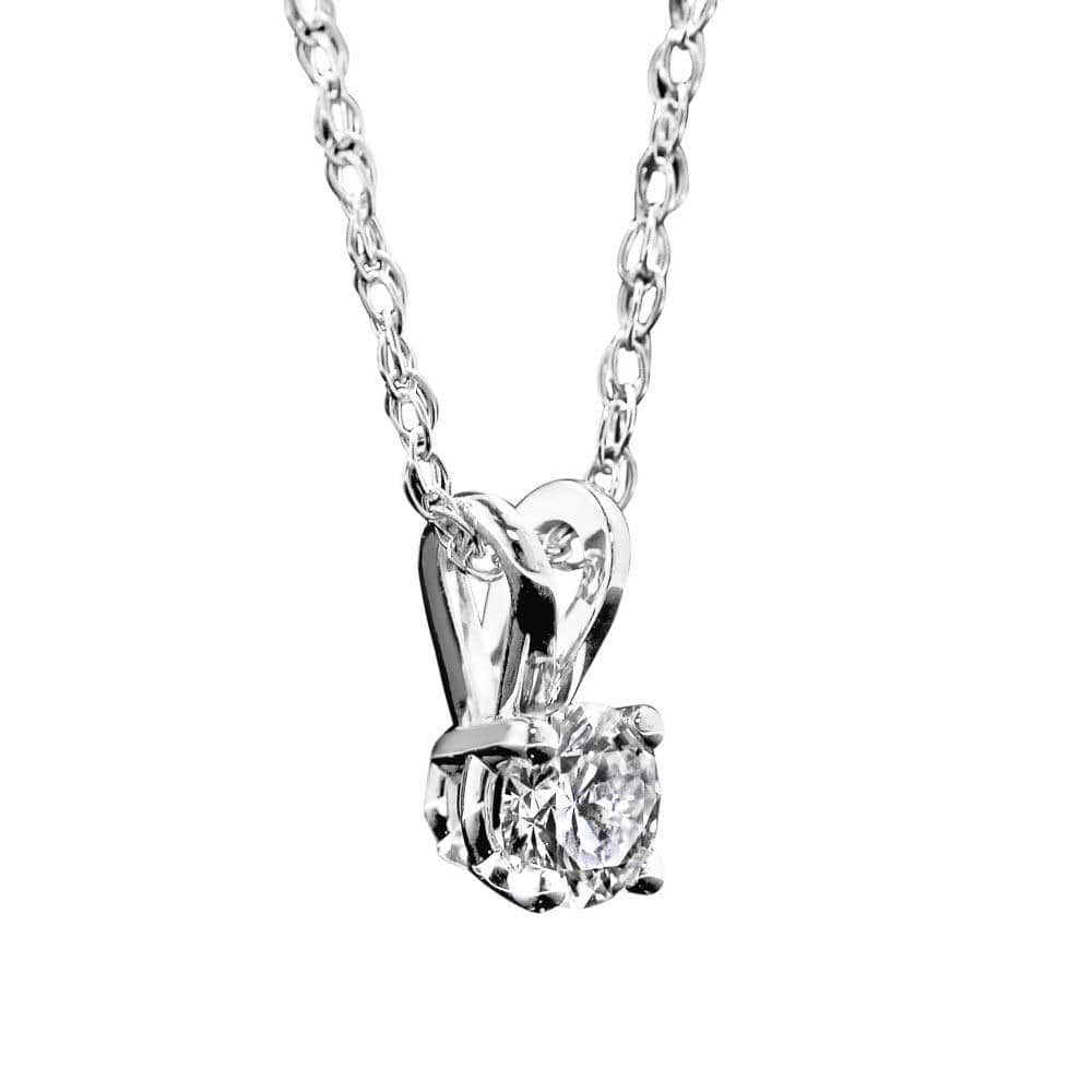 Basket Pendant set with a 0.41ct Round Cut Lab-Grown Diamond in 14K white gold | gold 4 prong basket pendant necklace