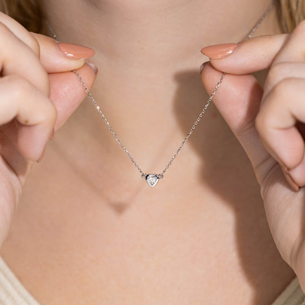 Bezel Heart Necklace - 0.25ct Lab-Grown Diamond 14K White Gold (RTS)