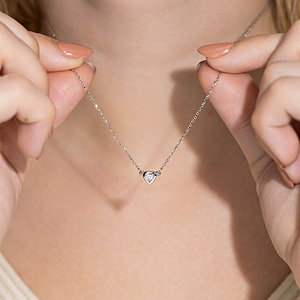 Bezel Heart Necklace - 0.25ct Lab-Grown Diamond 14K White Gold (RTS)