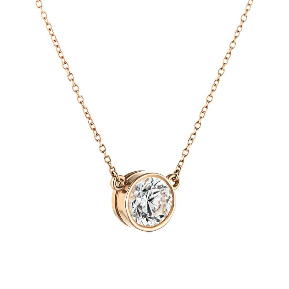 Bezel Pendant in 14K rose gold with a 1.0ct Round Cut center stone 