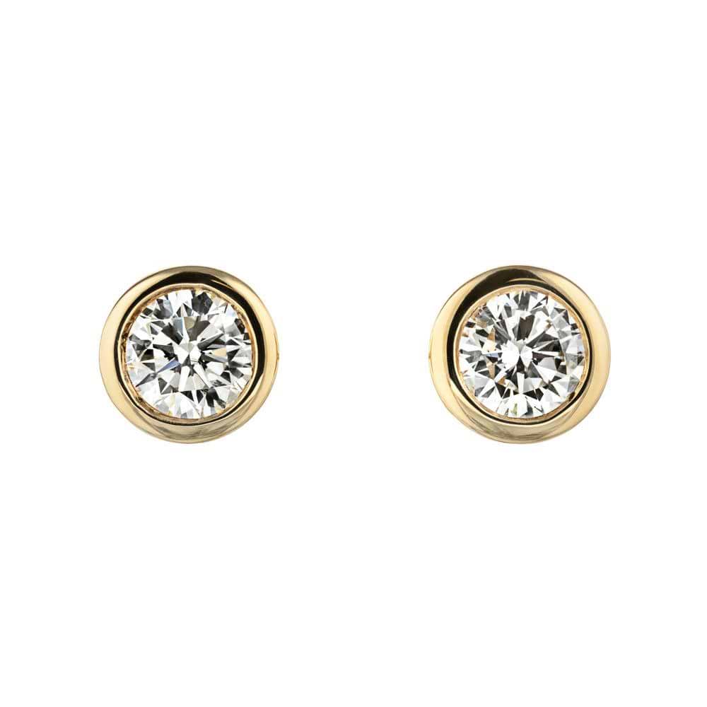 Lab-Grown Diamond Bezel Stud Earrings in 14K yellow gold | bezel studs round cut diamonds yellow gold