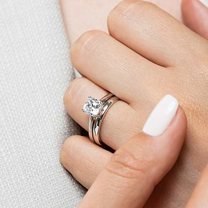  wedding set 1.0ct Princess cut Lab-Grown Diamond in recycled 14K white gold