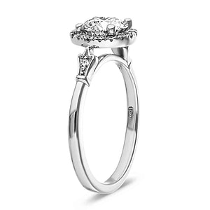 Elegant diamond halo engagement ring with 1ct round cut lab grown diamond in 14k white gold