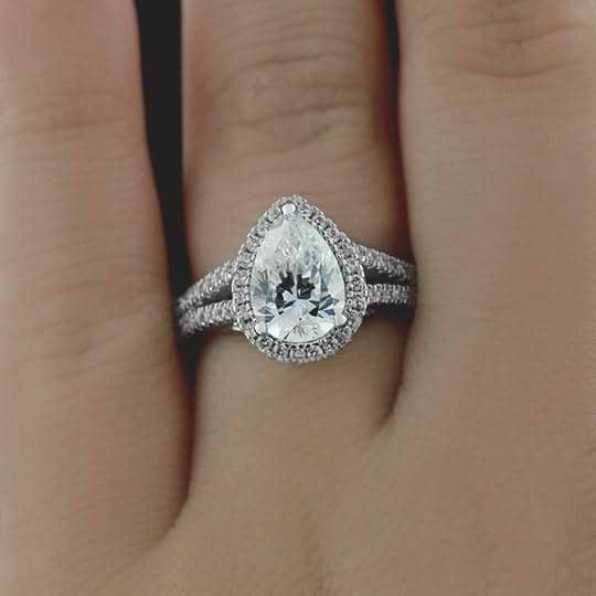 Shown with 2ct Pear Cut Lab Grown Diamond in 14k White Gold