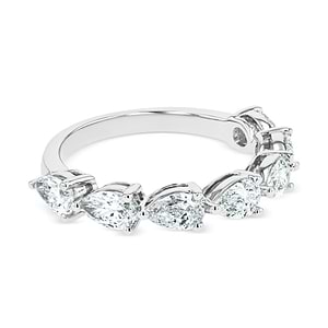 pear cut lab grown diamond band set in 14k white gold recycled metal