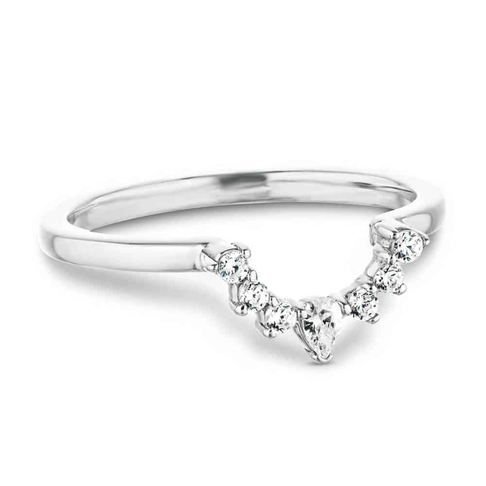 The Camilla Band in recycled 14k white gold | Curved diamond wedding band to match a solitaire engagement ring