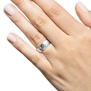  canyon men’s wedding band recycled 14K white gold cross hammer finish